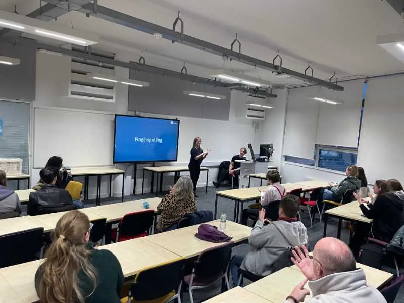 British Sign Language being taught in a classroom